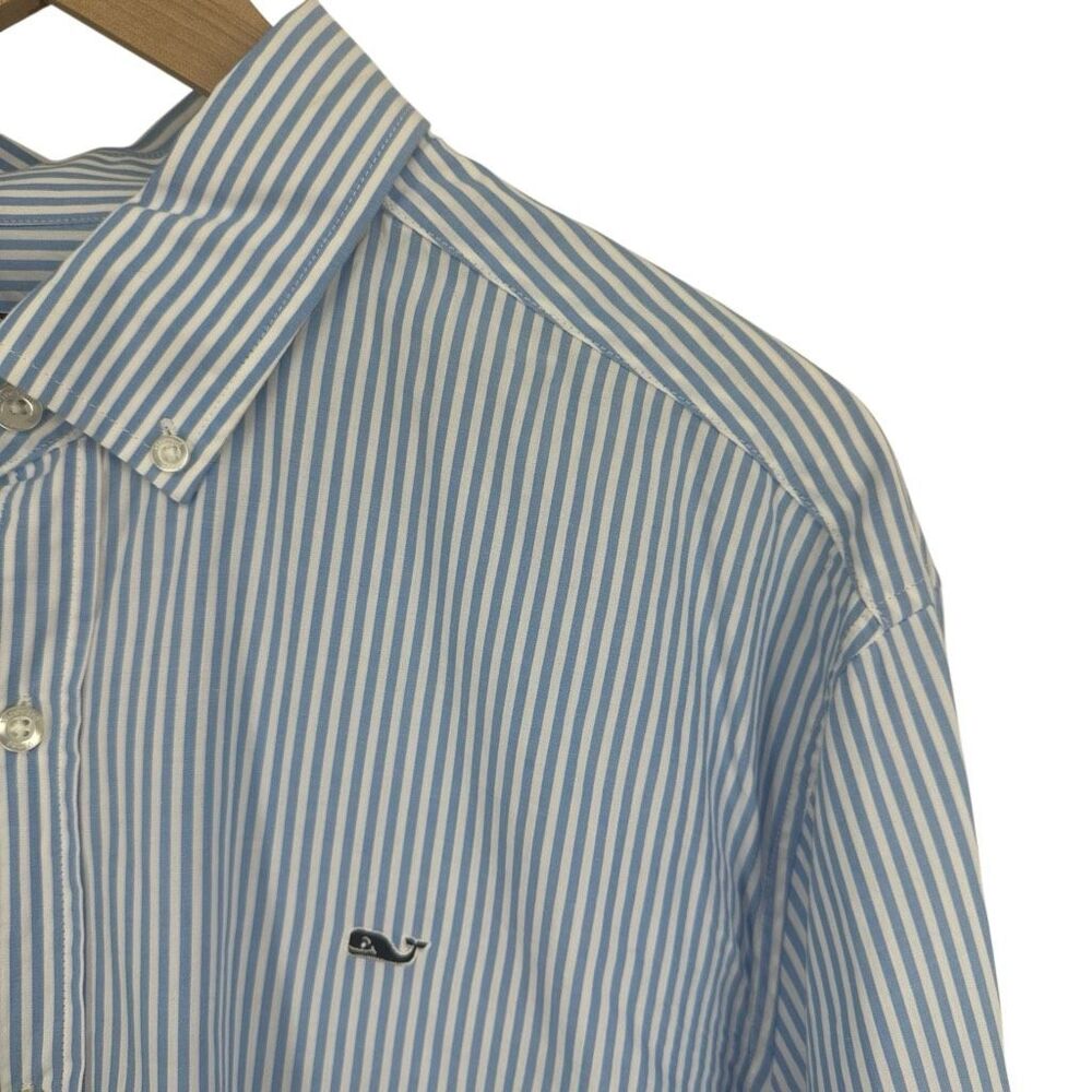 Vineyard Vines Button Down Mens XL Blue Whale Shirt Striped Cotton Long Sleeve - Picture 2 of 6